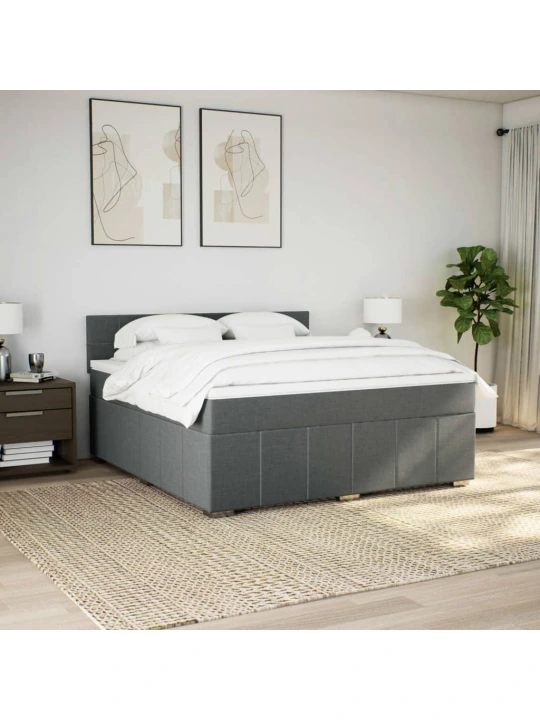 Box spring postel s matrací tmavě šedá 180x200 cm textil
