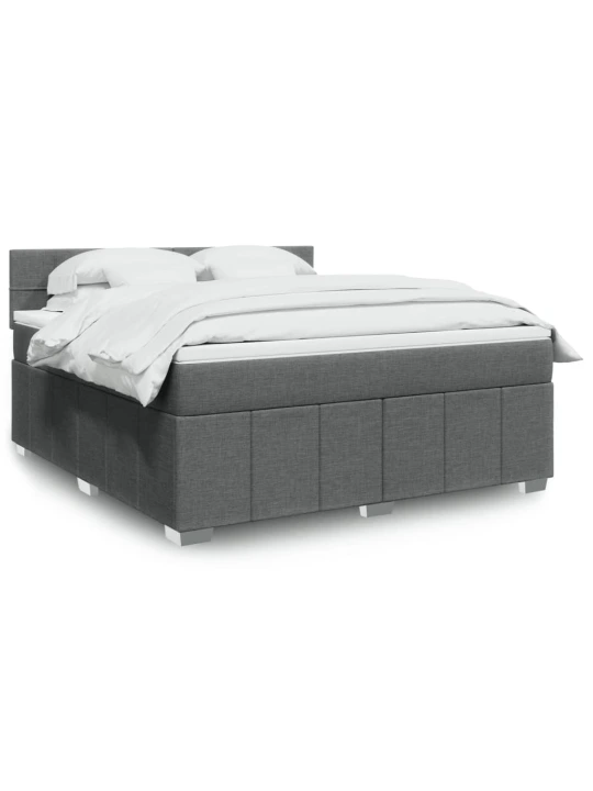 Box spring postel s matrací tmavě šedá 180x200 cm textil