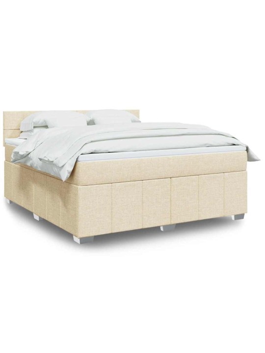 Box spring postel s matrací krémová 180x200 cm textil