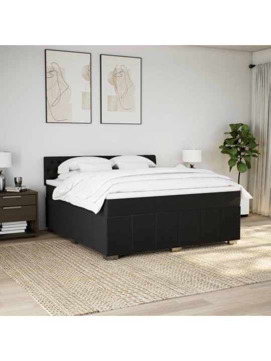 Box spring postel s matrací černá 180x200 cm textil