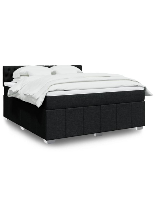 Box spring postel s matrací černá 180x200 cm textil