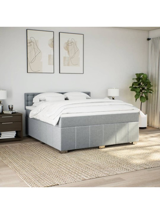 Box spring postel s matrací světle šedá 180 x 200 cm textil