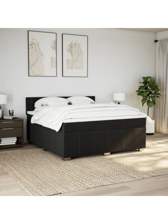 Box spring postel s matrací černá 180x200 cm textil
