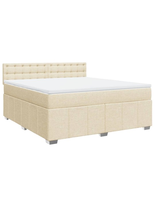 Box spring postel s matrací krémová 180x200 cm textil