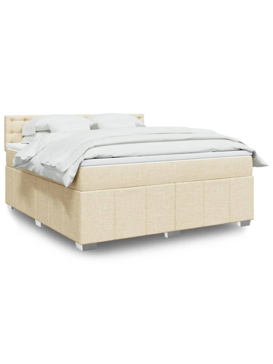Box spring postel s matrací krémová 180x200 cm textil