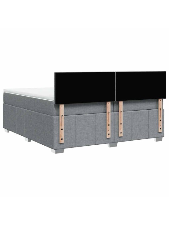 Box spring postel s matrací světle šedá 200 x 200 cm textil