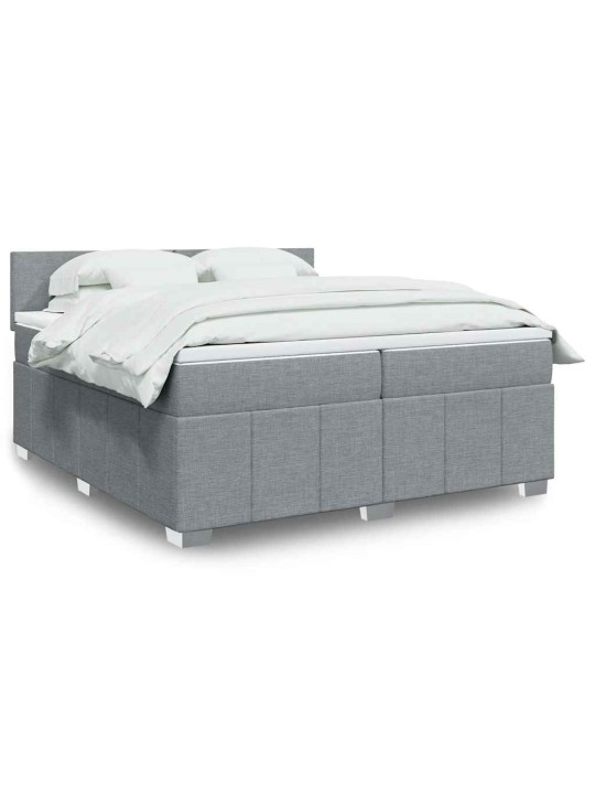 Box spring postel s matrací světle šedá 200 x 200 cm textil