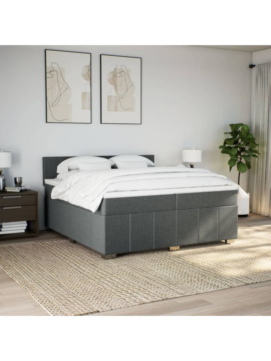 Box spring postel s matrací tmavě šedá 200x200 cm textil