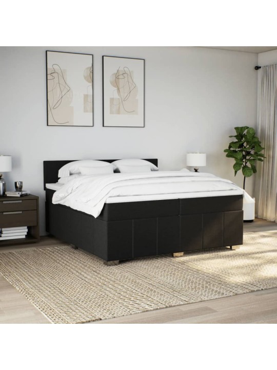 Box spring postel s matrací černá 200x200 cm textil