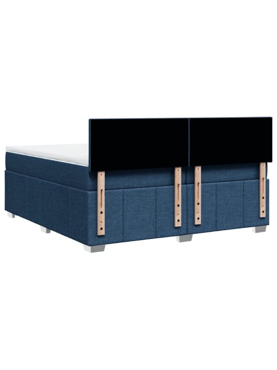 Box spring postel s matrací modrá 200x200 cm textil