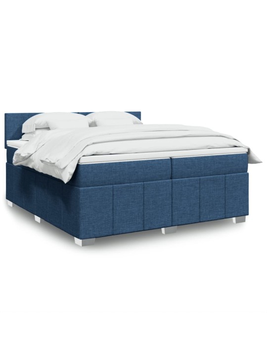 Box spring postel s matrací modrá 200x200 cm textil