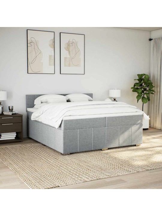 Box spring postel s matrací světle šedá 200 x 200 cm textil