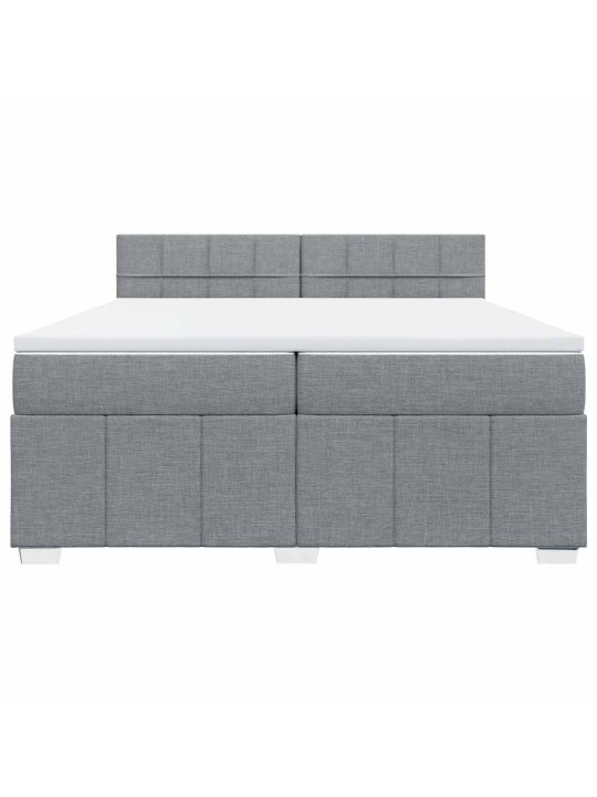 Box spring postel s matrací světle šedá 200 x 200 cm textil