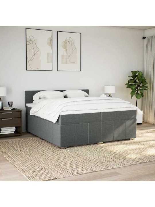 Box spring postel s matrací tmavě šedá 200x200 cm textil