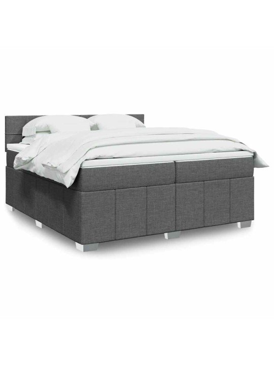 Box spring postel s matrací tmavě šedá 200x200 cm textil