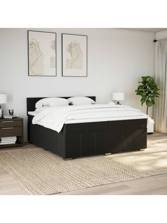 Box spring postel s matrací černá 200x200 cm textil