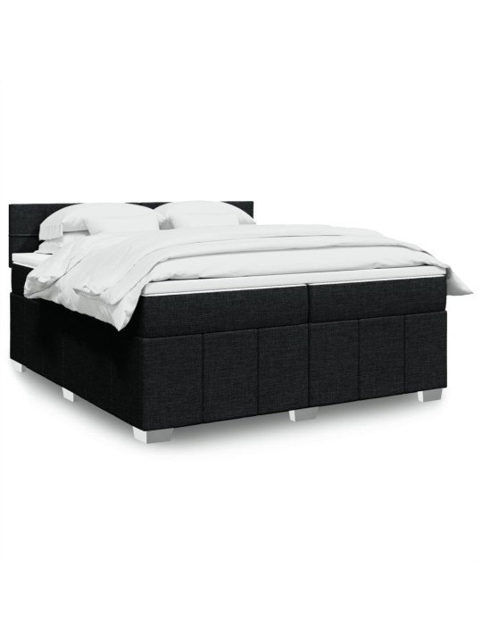 Box spring postel s matrací černá 200x200 cm textil