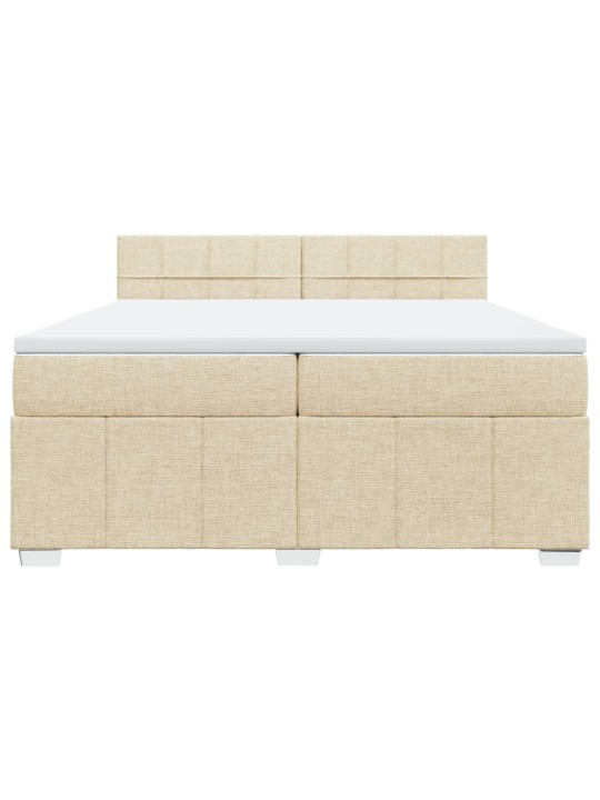 Box spring postel s matrací krémová 200x200 cm textil