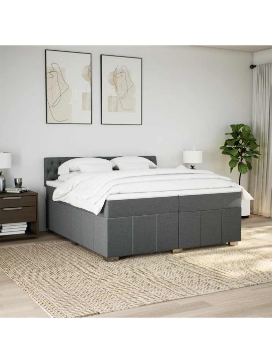 Box spring postel s matrací tmavě šedá 200x200 cm textil