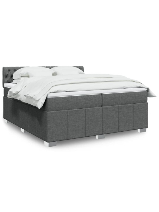 Box spring postel s matrací tmavě šedá 200x200 cm textil