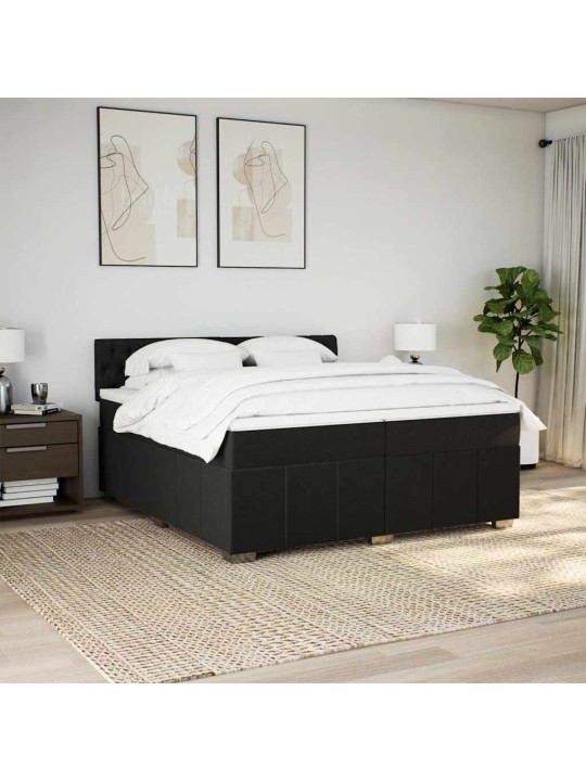 Box spring postel s matrací černá 200x200 cm textil