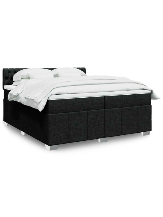 Box spring postel s matrací černá 200x200 cm textil