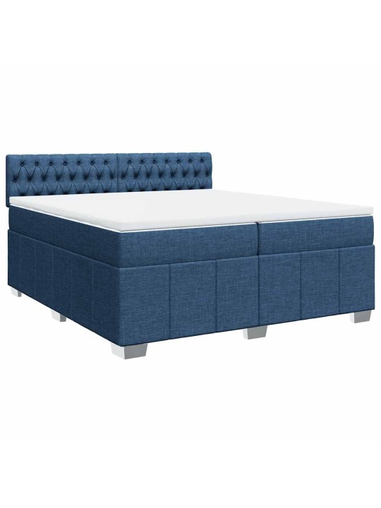 Box spring postel s matrací modrá 200x200 cm textil