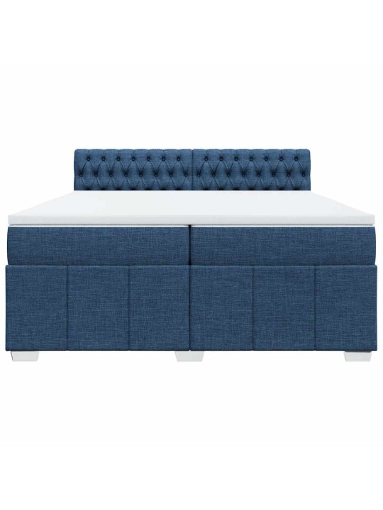Box spring postel s matrací modrá 200x200 cm textil