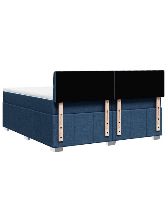 Box spring postel s matrací modrá 200x200 cm textil