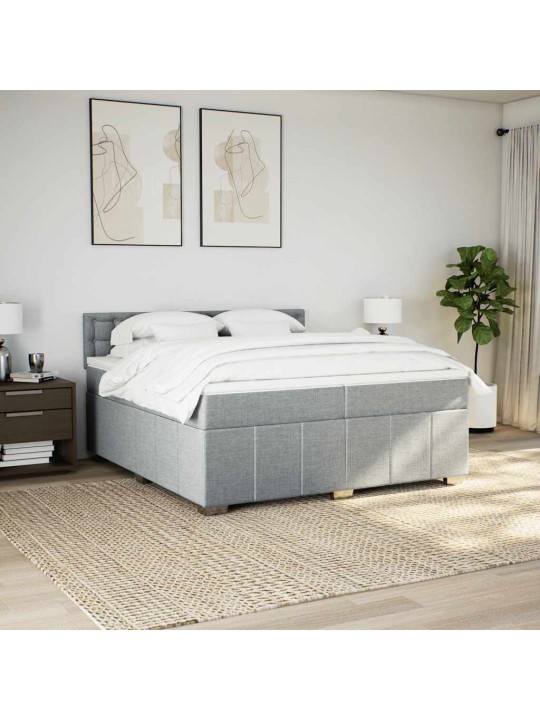 Box spring postel s matrací světle šedá 200 x 200 cm textil