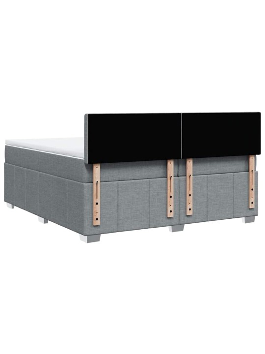 Box spring postel s matrací světle šedá 200 x 200 cm textil