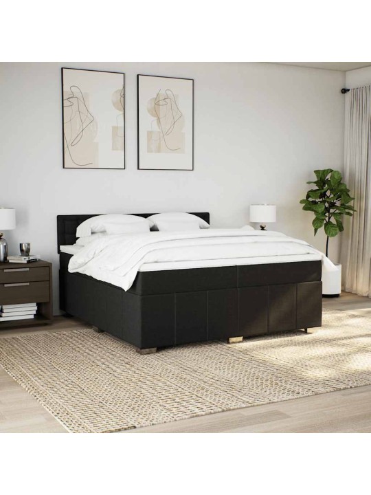 Box spring postel s matrací černá 200x200 cm textil
