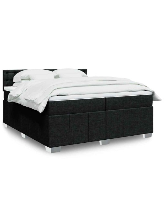 Box spring postel s matrací černá 200x200 cm textil
