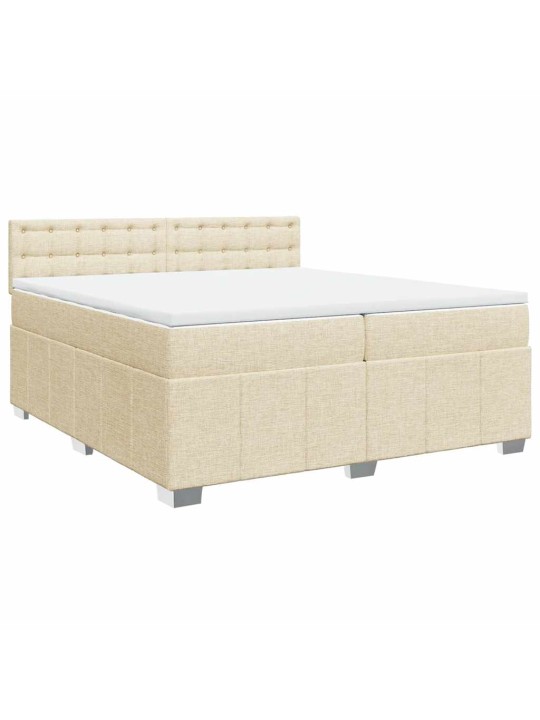 Box spring postel s matrací krémová 200x200 cm textil