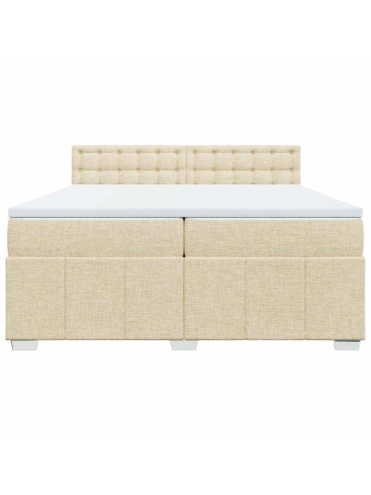 Box spring postel s matrací krémová 200x200 cm textil