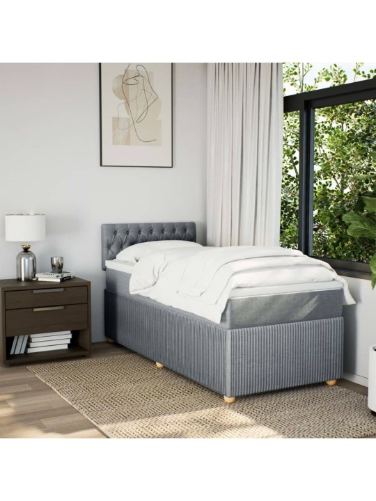 Box spring postel s matrací světle šedá 80 x 200 cm textil