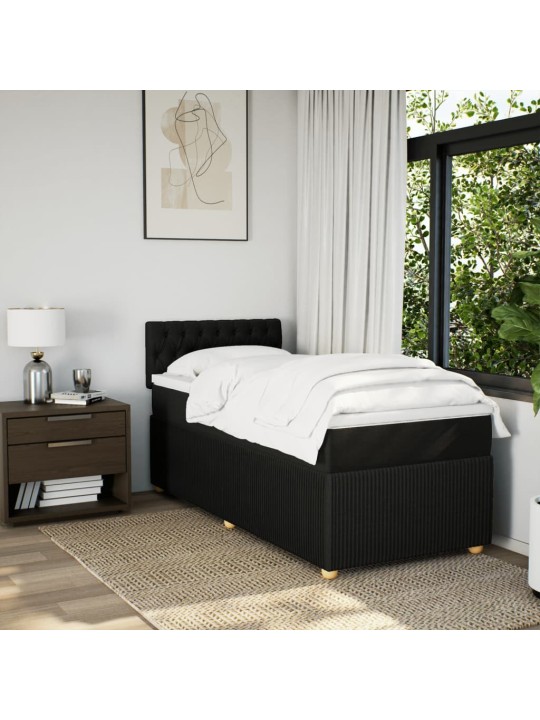 Box spring postel s matrací černá 80 x 200 cm textil