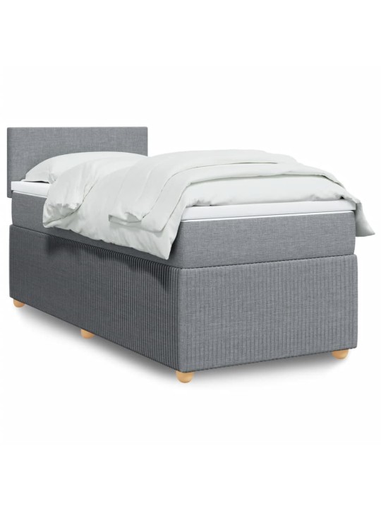 Box spring postel s matrací světle šedá 90x190 cm textil