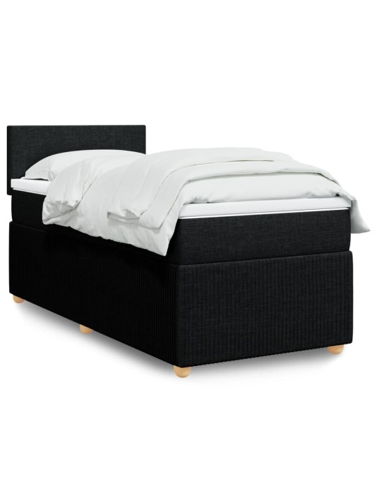Box spring postel s matrací černá 90x190 cm textil