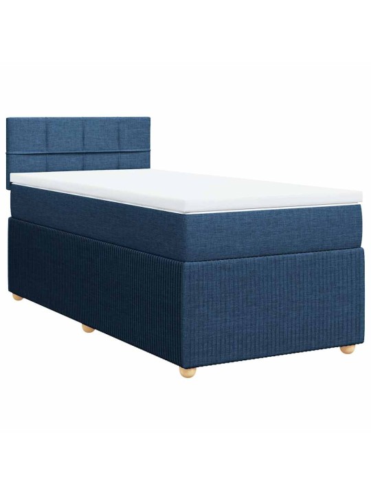 Box spring postel s matrací modrá 90x190 cm textil