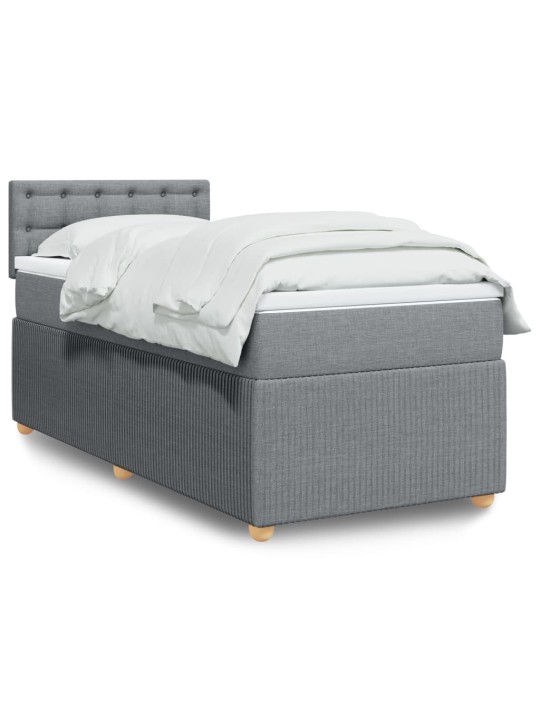 Box spring postel s matrací světle šedá 90x190 cm textil