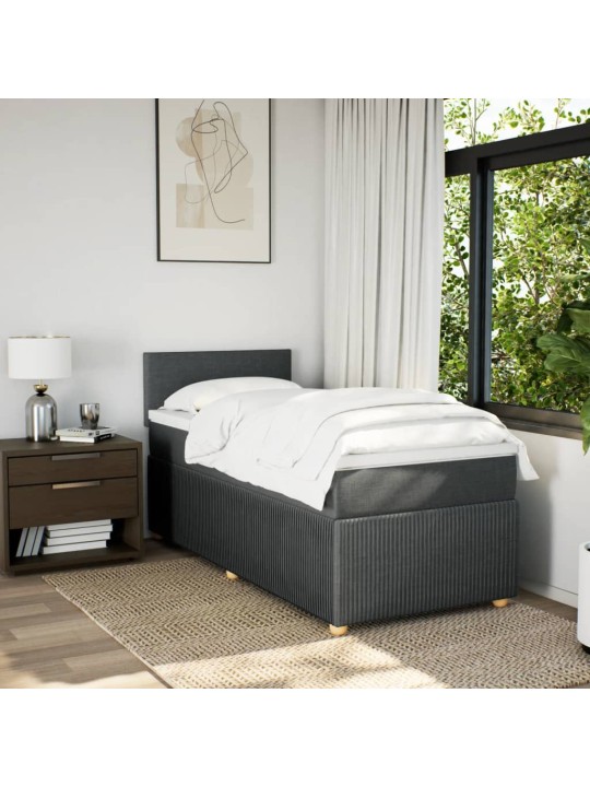 Box spring postel s matrací tmavě šedá 90x200 cm textil