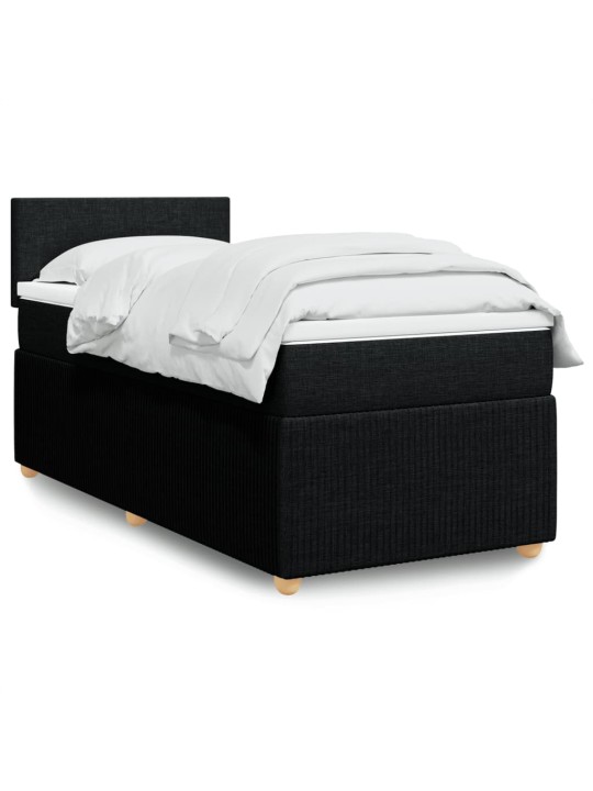 Box spring postel s matrací černá 90x200 cm textil