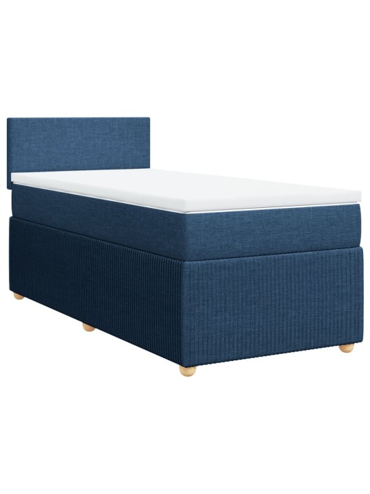 Box spring postel s matrací modrá 90x200 cm textil
