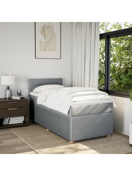 Box spring postel s matrací světle šedá 90x200 cm textil