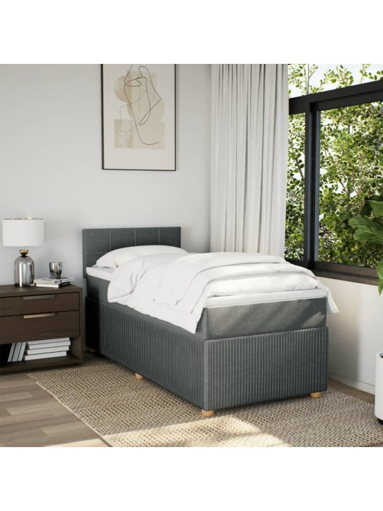 Box spring postel s matrací tmavě šedá 90x200 cm textil
