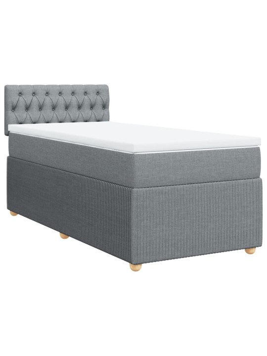 Box spring postel s matrací světle šedá 90x200 cm textil
