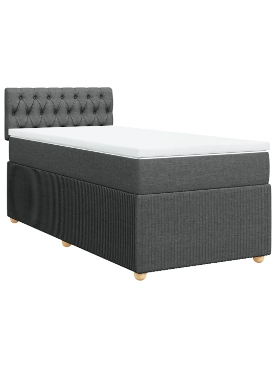 Box spring postel s matrací tmavě šedá 90x200 cm textil