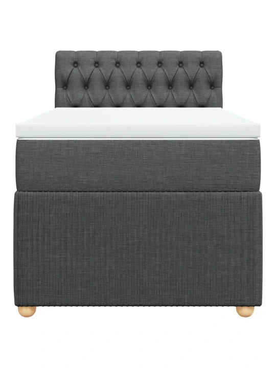 Box spring postel s matrací tmavě šedá 90x200 cm textil