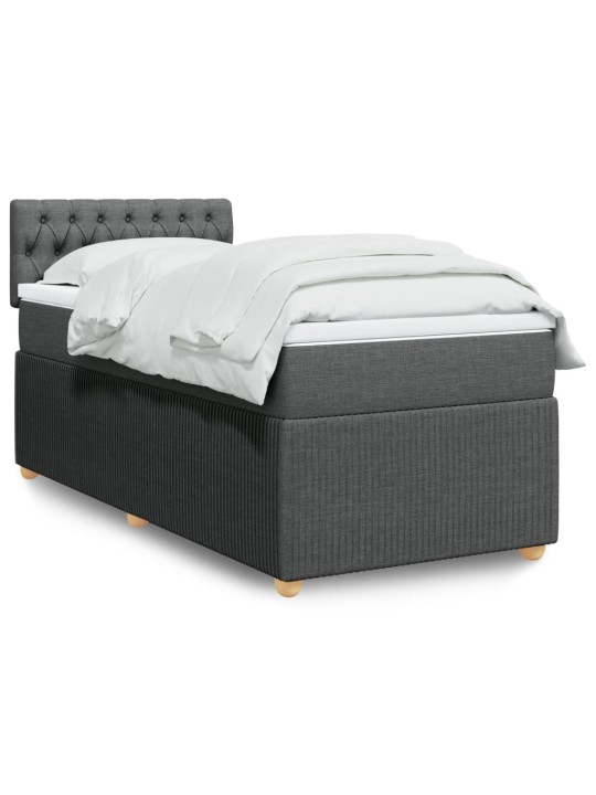 Box spring postel s matrací tmavě šedá 90x200 cm textil